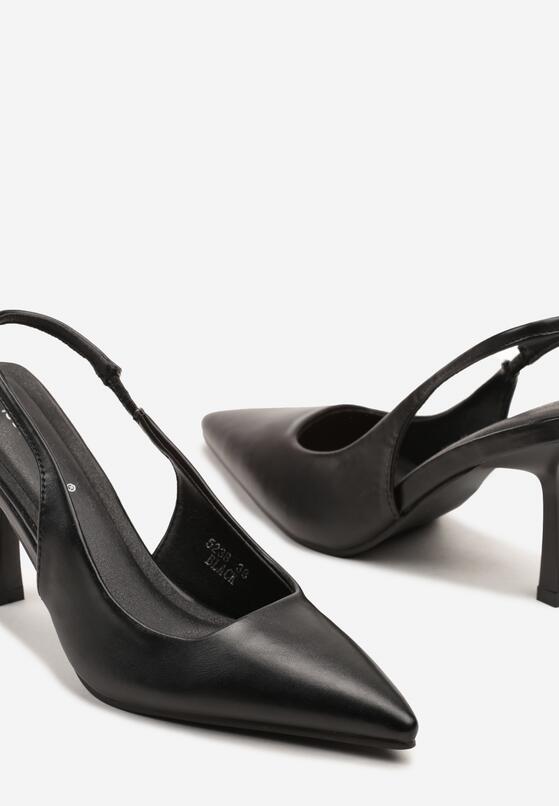 Czarne Sandały Slingback na Szpilce z Noskiem w Szpic Nanoril 6