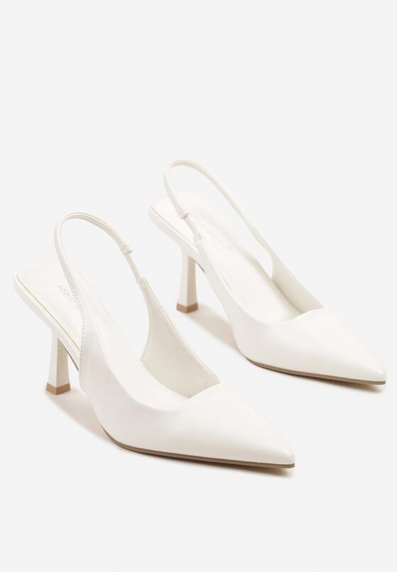 Białe Sandały Slingback na Szpilce z Noskiem w Szpic Nanoril 5