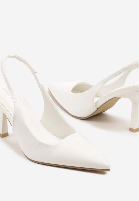 Białe Sandały Slingback na Szpilce z Noskiem w Szpic Nanoril 6