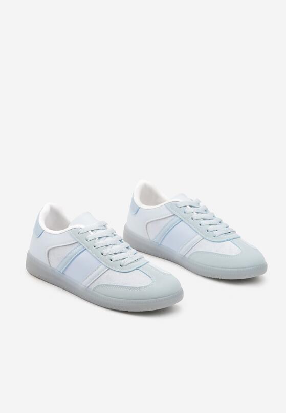 Niebieskie Sneakersy w Typie Tenisówek z Paskami na Boku Cholewki Wonevia 5