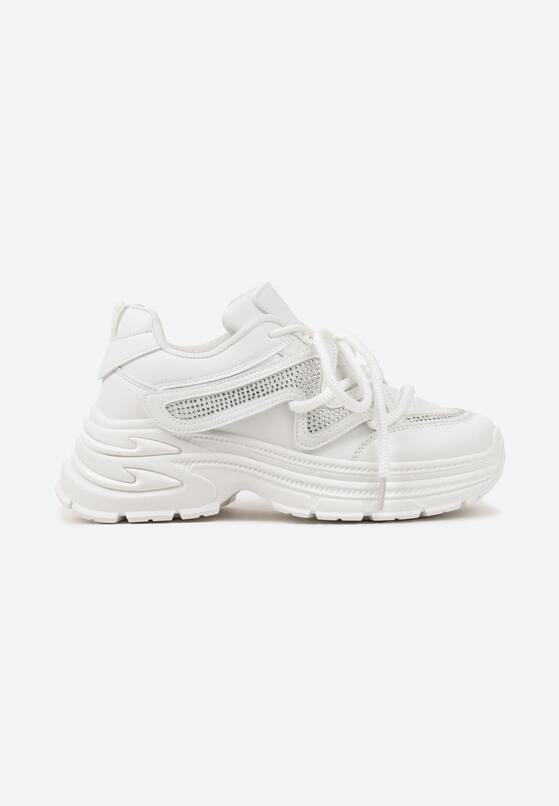 Białe Sneakersy z Podwójnym Sznurowaniem i Platformą Hilanne 4