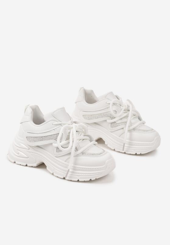 Białe Sneakersy z Podwójnym Sznurowaniem i Platformą Hilanne 5