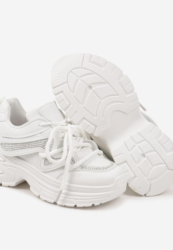 Białe Sneakersy z Podwójnym Sznurowaniem i Platformą Hilanne 6