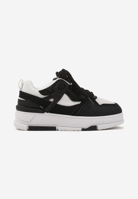 Czarne Sneakersy w Streetwearowym Stylu na Grubej Podeszwie Teniffia 4