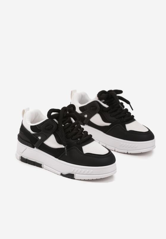 Czarne Sneakersy w Streetwearowym Stylu na Grubej Podeszwie Teniffia 5