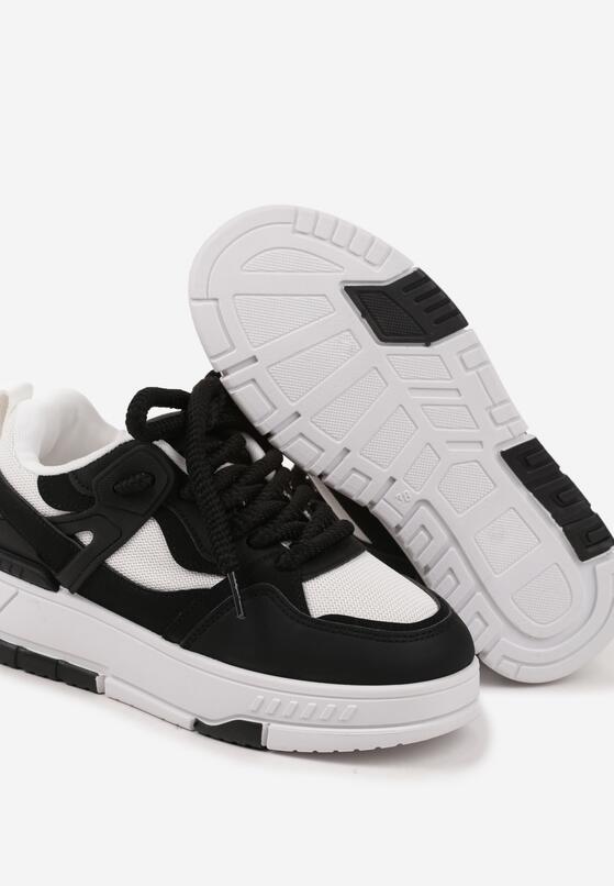 Czarne Sneakersy w Streetwearowym Stylu na Grubej Podeszwie Teniffia 6