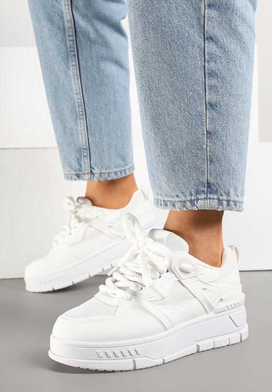 Białe Sneakersy w Streetwearowym Stylu na Grubej Podeszwie Teniffia 3