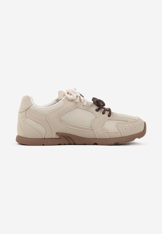 Beżowe Sneakersy z Dwoma Parami Sznurówek Silfita 4