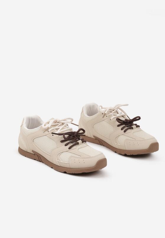 Beżowe Sneakersy z Dwoma Parami Sznurówek Silfita 5