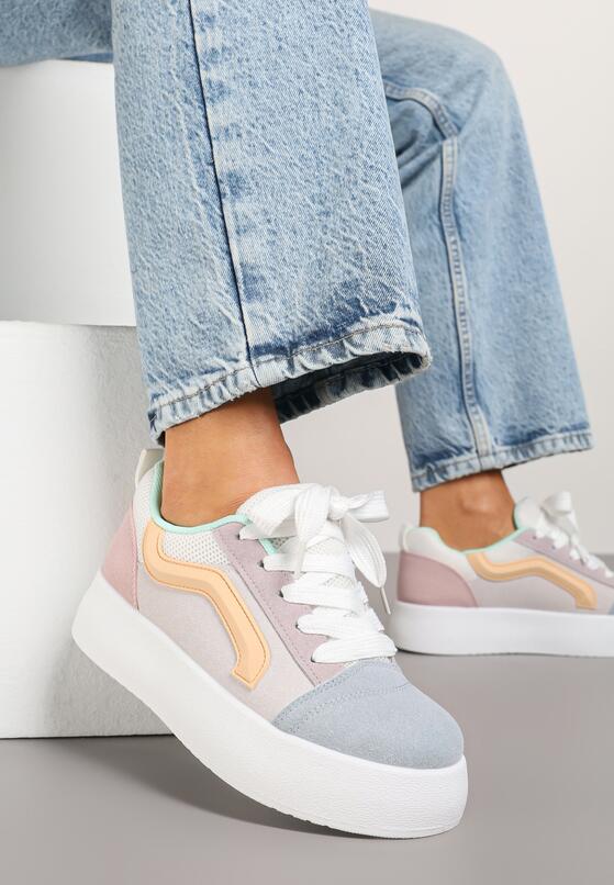 Niebiesko-Fioletowe Sneakersy w Stylu Klasycznych Tenisówek na Platformie Nurimea 1
