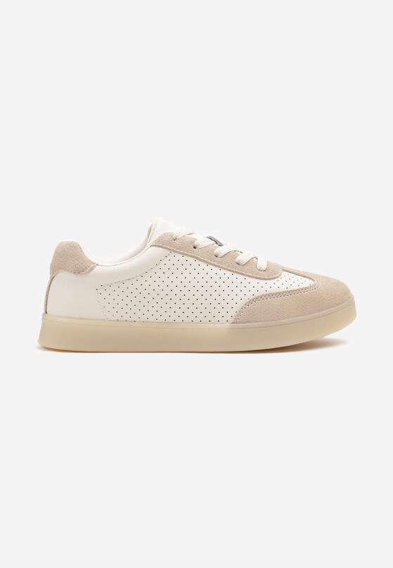 Beżowe Sneakersy Skórzane w Stylu Klasycznych Tenisówek Yasvia 4