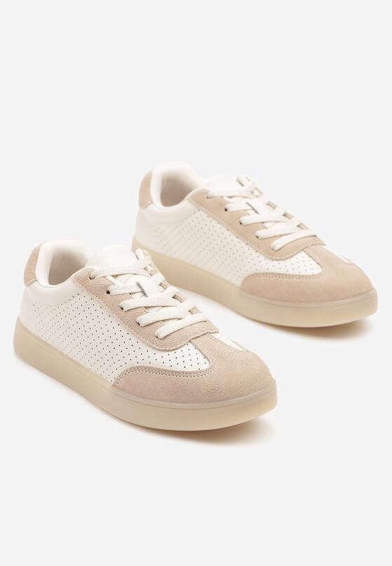 Beżowe Sneakersy Skórzane w Stylu Klasycznych Tenisówek Yasvia 5