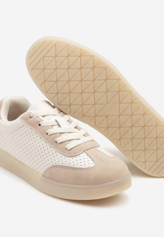 Beżowe Sneakersy Skórzane w Stylu Klasycznych Tenisówek Yasvia 6