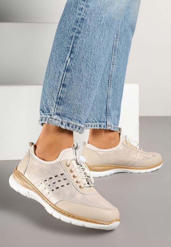 Sneakers Bej cu auriu 2
