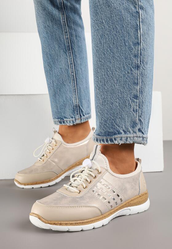 Sneakers Bej cu auriu 1