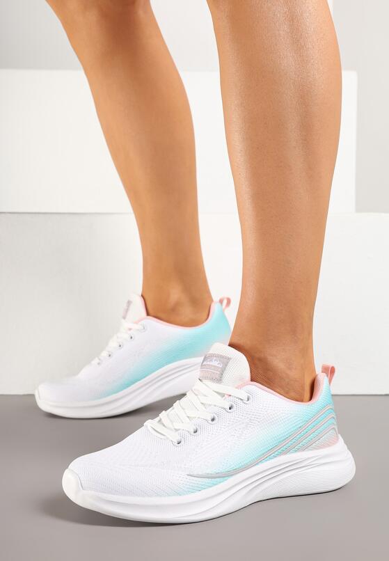 Pantofi sport Alb cu verde mentă 2