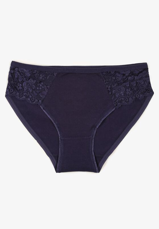 Granatowe Bawełniane Majtki Typu Figi z Koronką Talionae 1