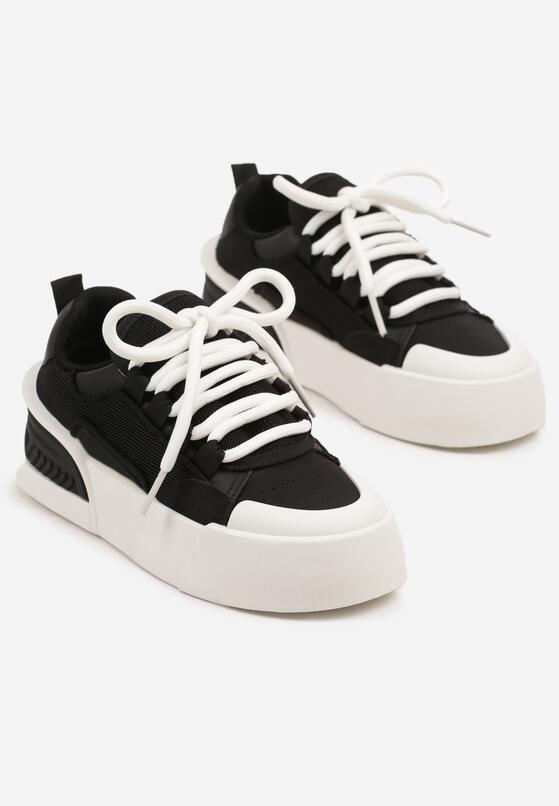 Czarne Sneakersy Chunky w Stylu Trampek na Grubej Podeszwie Elanirelia 5