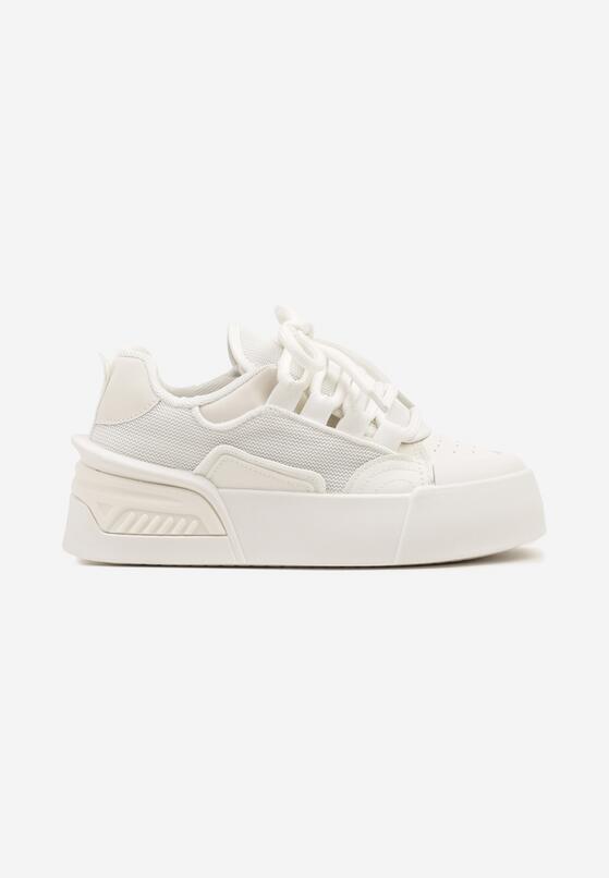 Białe Sneakersy Chunky w Stylu Trampek na Grubej Podeszwie Elanirelia 4