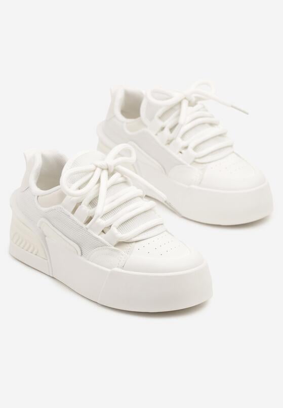 Białe Sneakersy Chunky w Stylu Trampek na Grubej Podeszwie Elanirelia 5