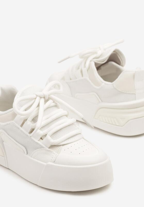 Białe Sneakersy Chunky w Stylu Trampek na Grubej Podeszwie Elanirelia 6