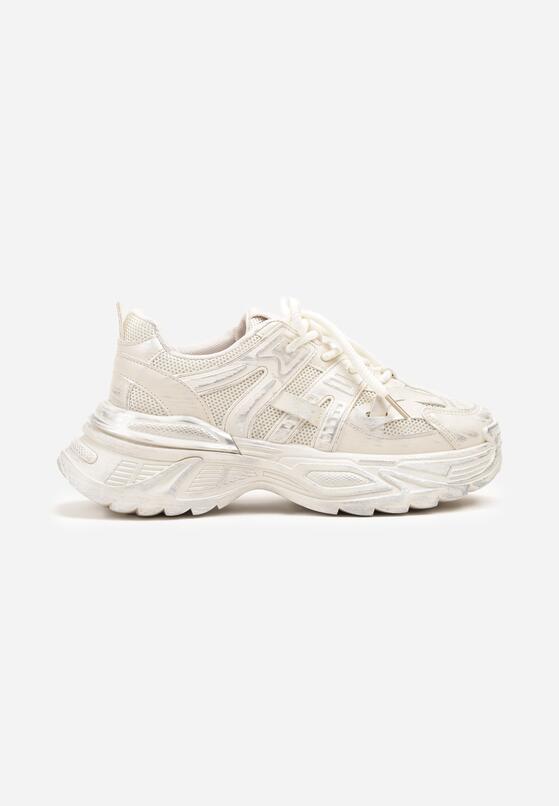 Beżowe Sneakersy na Grubej Podeszwie Ozdobione Tłoczeniem Viarllis 4