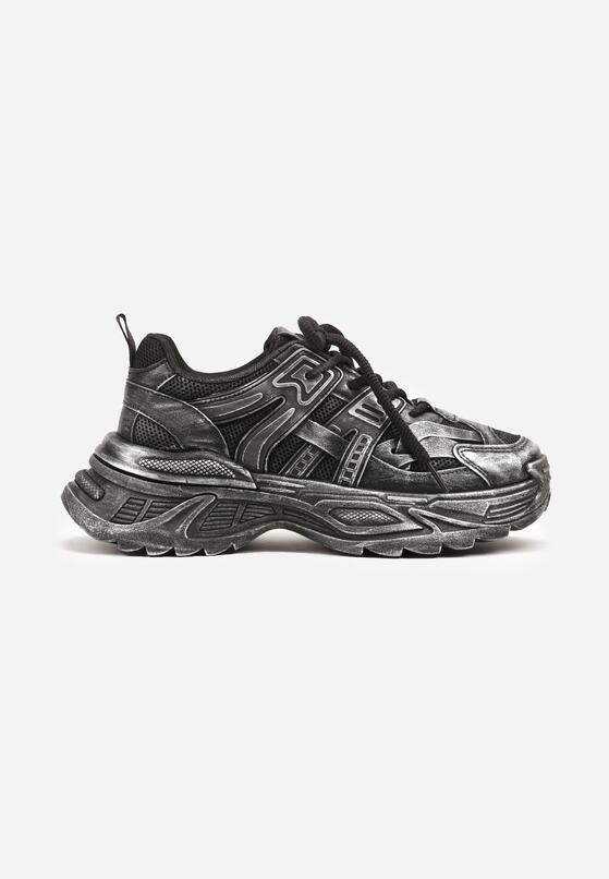 Czarne Sneakersy na Grubej Podeszwie Ozdobione Tłoczeniem Viarllis 4