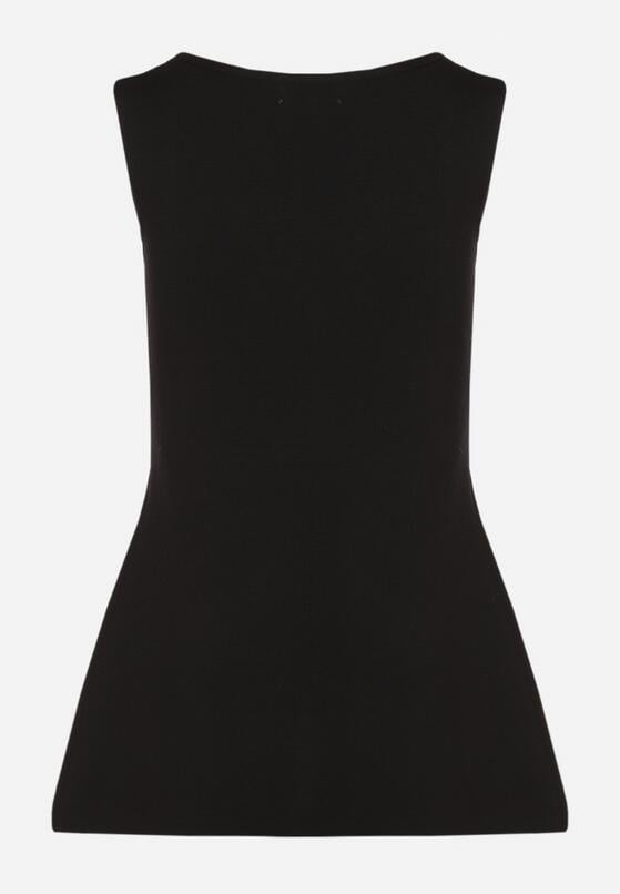 Czarna Bluzka z Dzianiny z Wiskozy z Eleganckimi Guzikami Alundelle 7