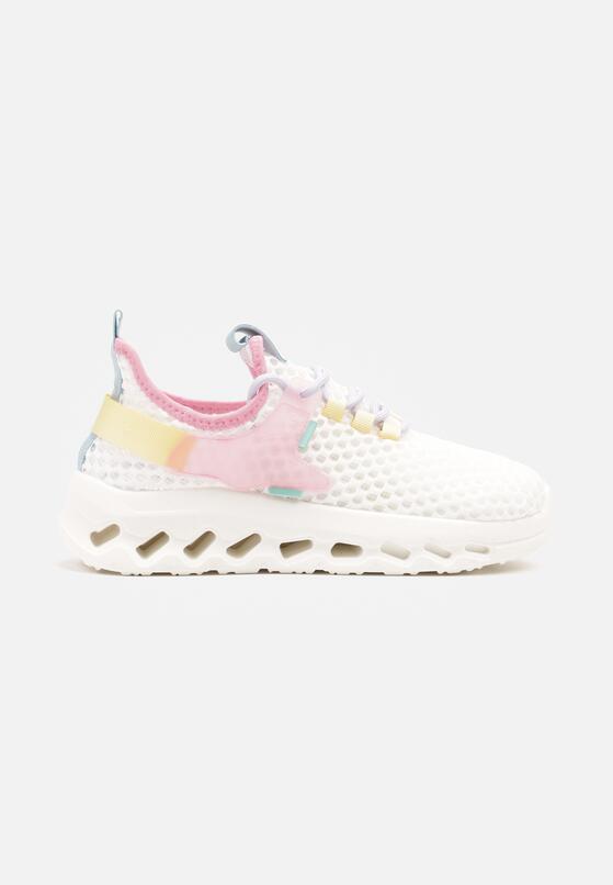 Biało-Różowe Siateczkowe Buty Sportowe Sneakersy na Grubej Tłoczonej Podeszwie Luriane 4