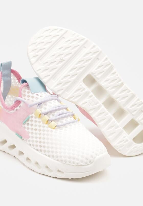 Biało-Różowe Siateczkowe Buty Sportowe Sneakersy na Grubej Tłoczonej Podeszwie Luriane 6