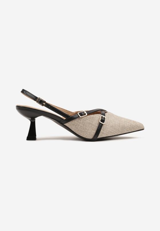 Pantofi cu toc Bej cu negru 4