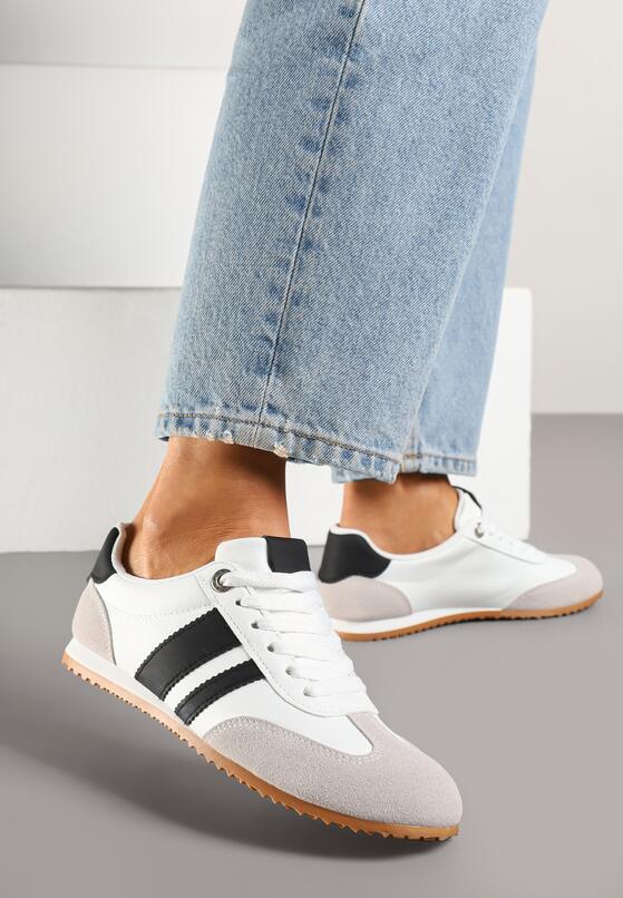 Białe Sneakersy Ozdobione Paskami Amoissea 1