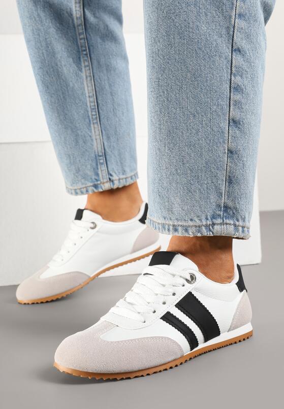 Białe Sneakersy Ozdobione Paskami Amoissea 3
