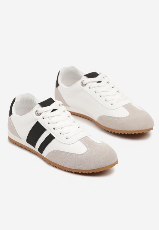 Białe Sneakersy Ozdobione Paskami Amoissea 5