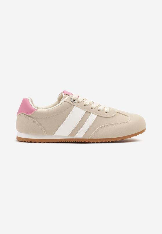 Beżowe Sneakersy Ozdobione Paskami Amoissea 4