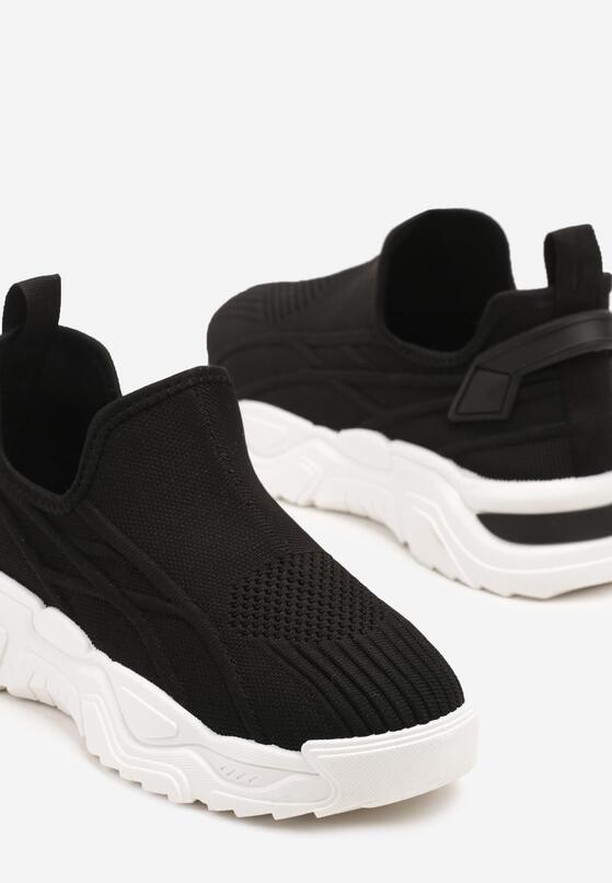 Czarne Wsuwane Buty Sportowe Sneakersy z Siateczki z Tłoczeniami Nusellia 6