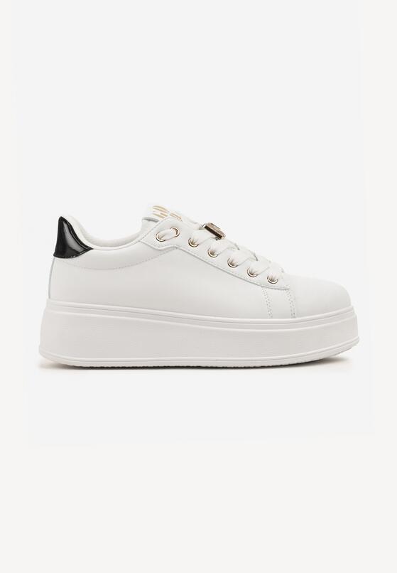 Biało-Czarne Sneakersy na Grubej Podeszwie z Metaliczną Wstawką Desalita 4