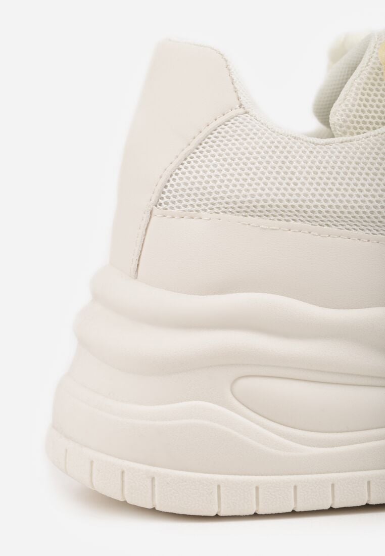 Beżowe Sneakersy na Grubej Podeszwie Ozdobione Koralikami Amomera 8