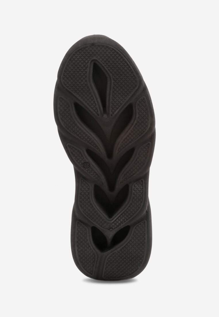 Czarne Siateczkowe Buty Sportowe Sneakersy na Grubej Tłoczonej Podeszwie Telarienna 7