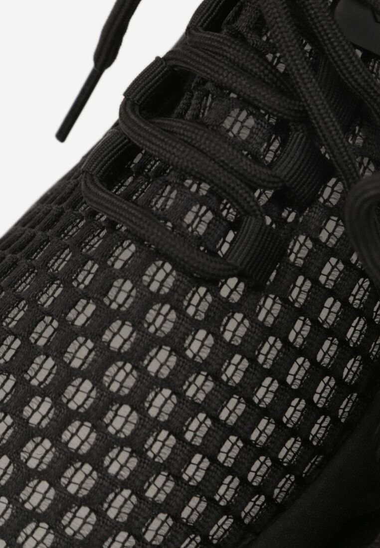 Czarne Siateczkowe Buty Sportowe Sneakersy na Grubej Tłoczonej Podeszwie Telarienna 9