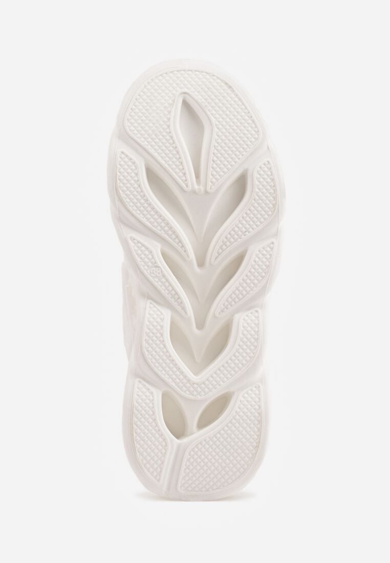 Białe Siateczkowe Buty Sportowe Sneakersy na Grubej Tłoczonej Podeszwie Telarienna 7