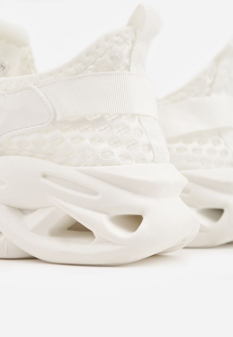 Białe Siateczkowe Buty Sportowe Sneakersy na Grubej Tłoczonej Podeszwie Telarienna 8