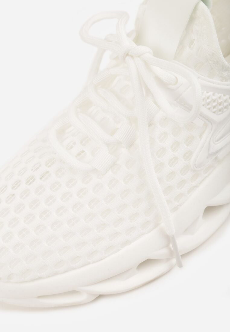 Białe Siateczkowe Buty Sportowe Sneakersy na Grubej Tłoczonej Podeszwie Telarienna 9