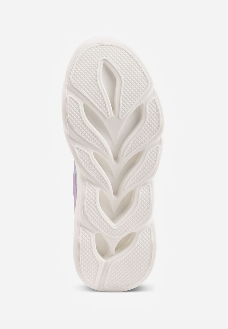 Biało-Fioletowe Siateczkowe Buty Sportowe Sneakersy na Grubej Tłoczonej Podeszwie Telarienna 7