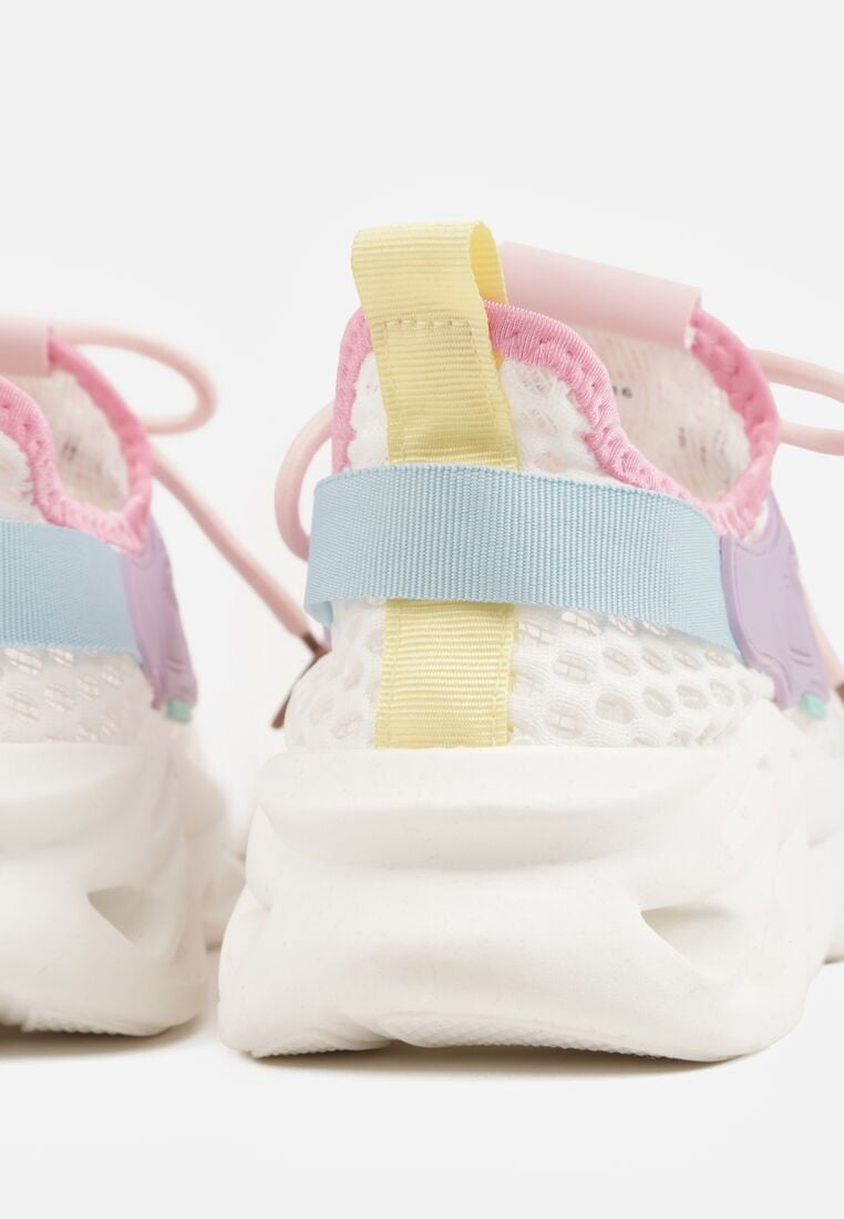 Biało-Fioletowe Siateczkowe Buty Sportowe Sneakersy na Grubej Tłoczonej Podeszwie Telarienna 9