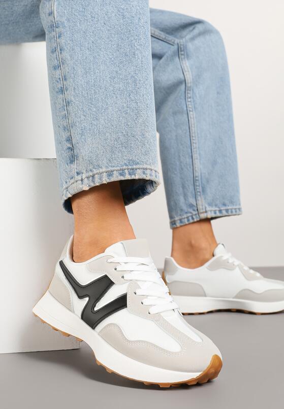 Szaro-Białe Sneakersy z Geometrycznym Wzorem Zdivaria 1