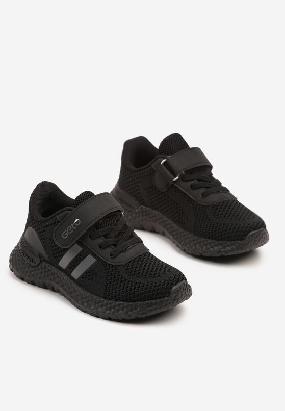 Czarne Buty Sportowe Sneakersy Ozdobione Paskami Desenna 2