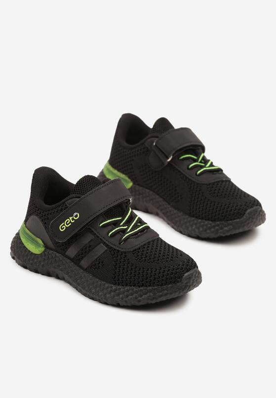 Czarno-Zielone Buty Sportowe Sneakersy Ozdobione Paskami Desenna 2