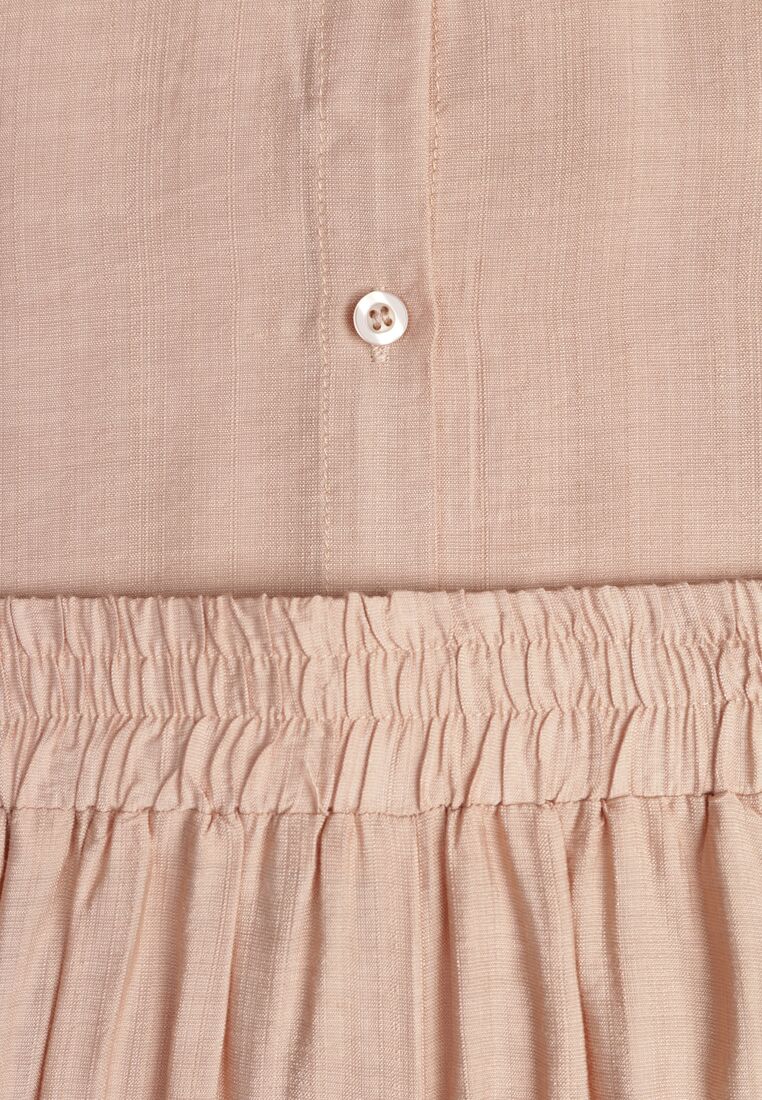 Beżowy Komplet z Wiskozy Koszula i Spodnie Sesanila 8