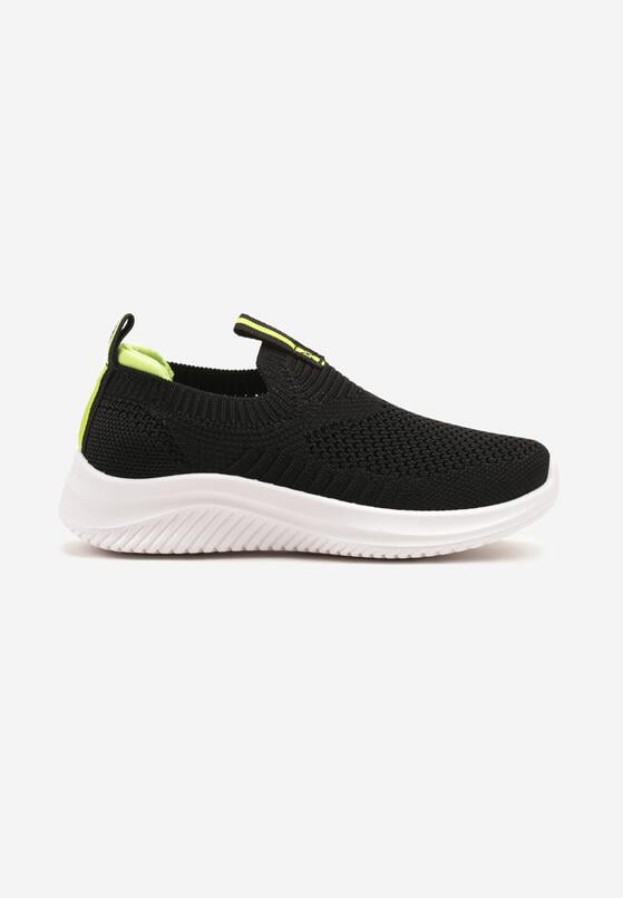 Czarno-Zielone Buty Sportowe Sneakersy z Elastyczną Cholewką Liasoria 1